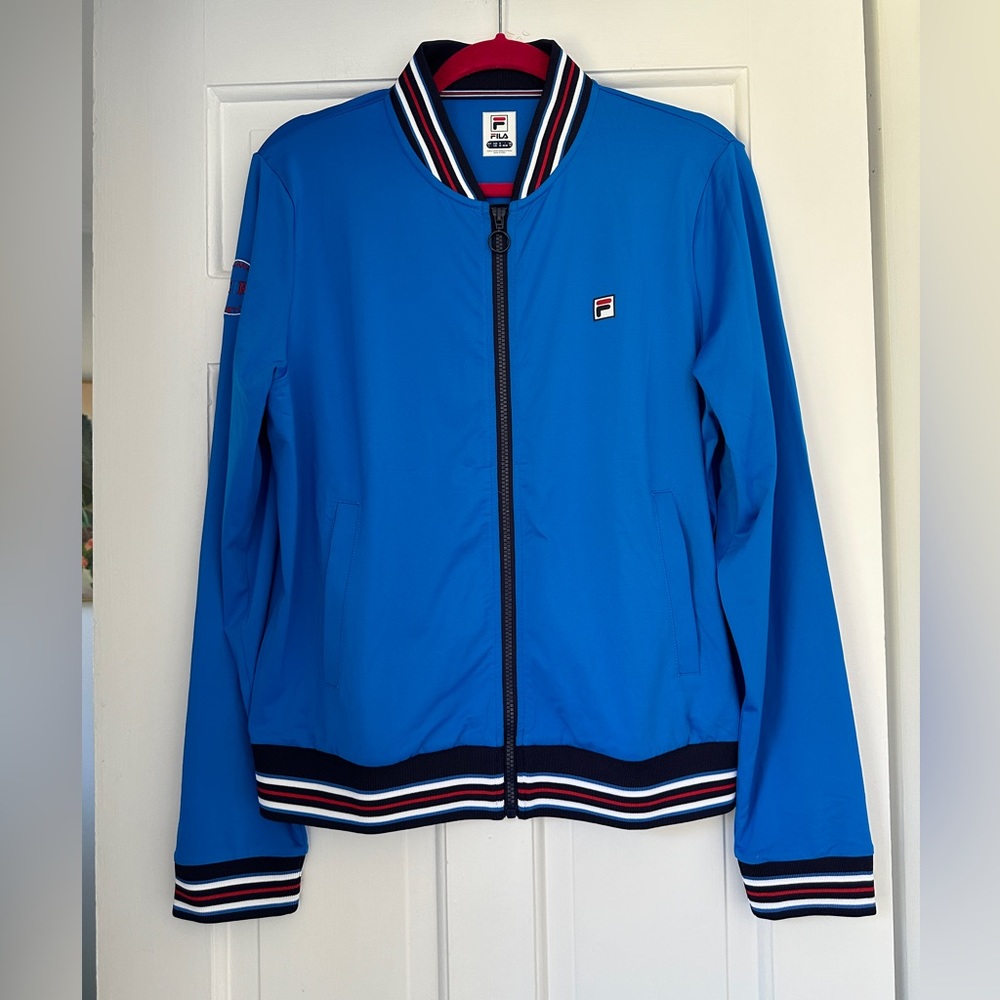 Fila Heritage Blue Activewear Tenniscore Warm Up Tennis Prep Jacket Size Large